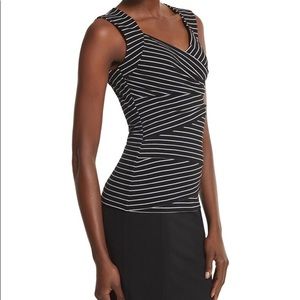 WHITE HOUSE BLACK MARKET Stripe Tiered Knit Shell